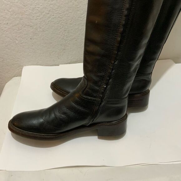 Tory Burch Lowell 2 Logo Brown  Leather Knee High Riding Boot 7 M Excellent - Picture 7 of 15